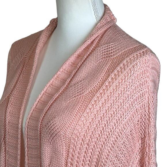 Military Hippie Open Sweater One Size Salmon Pink Braided Knit Boho Cozycore Top - Picture 7 of 11